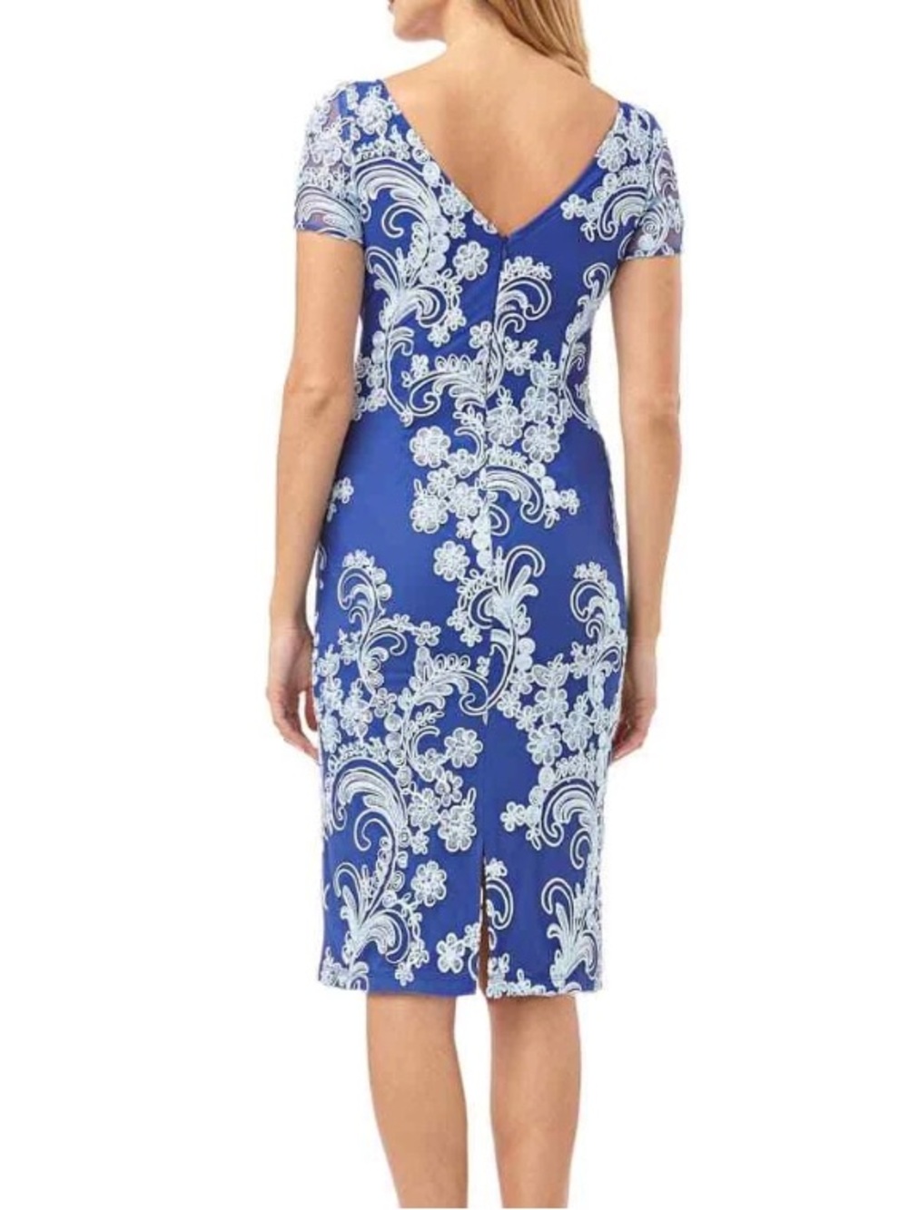 JS Collections Soutache Sky Elegant Navy Blue & Light Blue Lace-Overlay Dress 14 - Picture 3 of 13